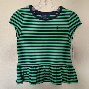 Polo by Ralph Lauren Kids Green Striped Top, NWT